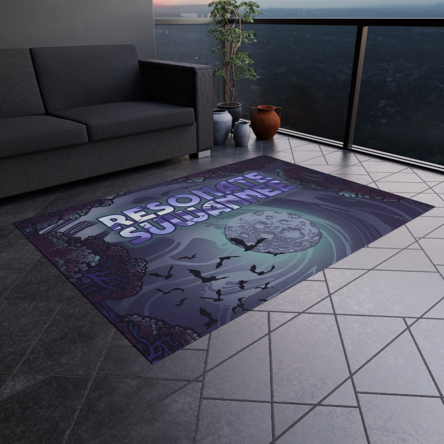 Outdoor Rug/Festival Mat — Moonlit Forest