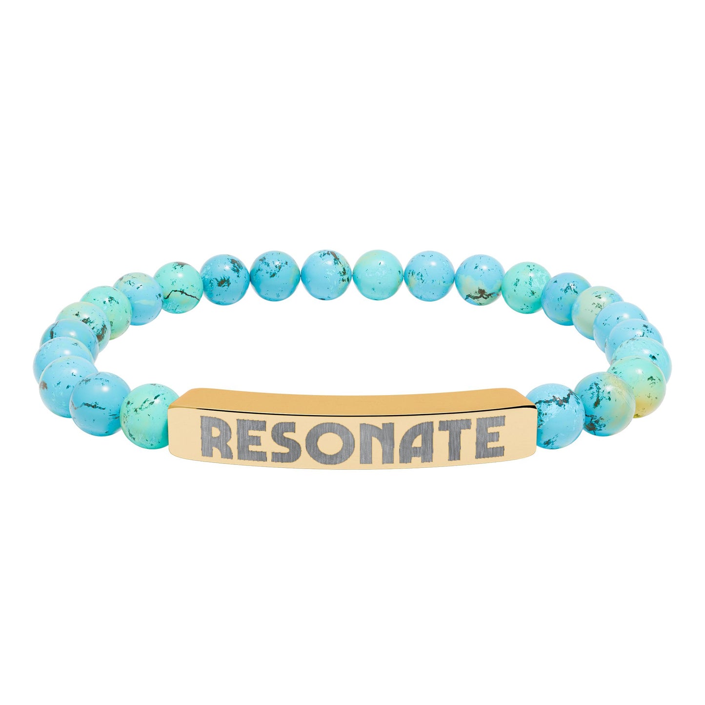 Engraved Natural Stone Stretch Bar Bracelet