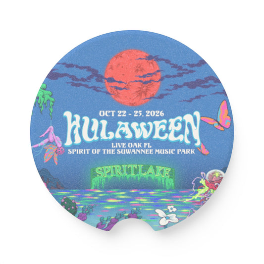 Soapstone Car Coaster — Hulaween Festival Retro Moon Design