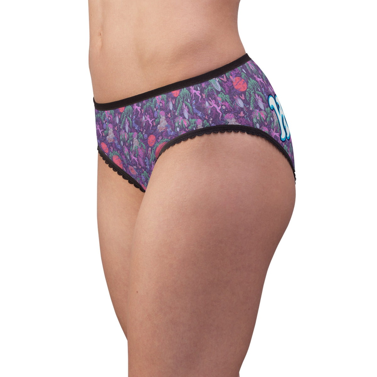 Happy Hula Women's Briefs — Purple Tropical Floral All-Over Print