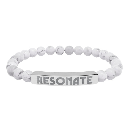 Engraved Natural Stone Stretch Bar Bracelet