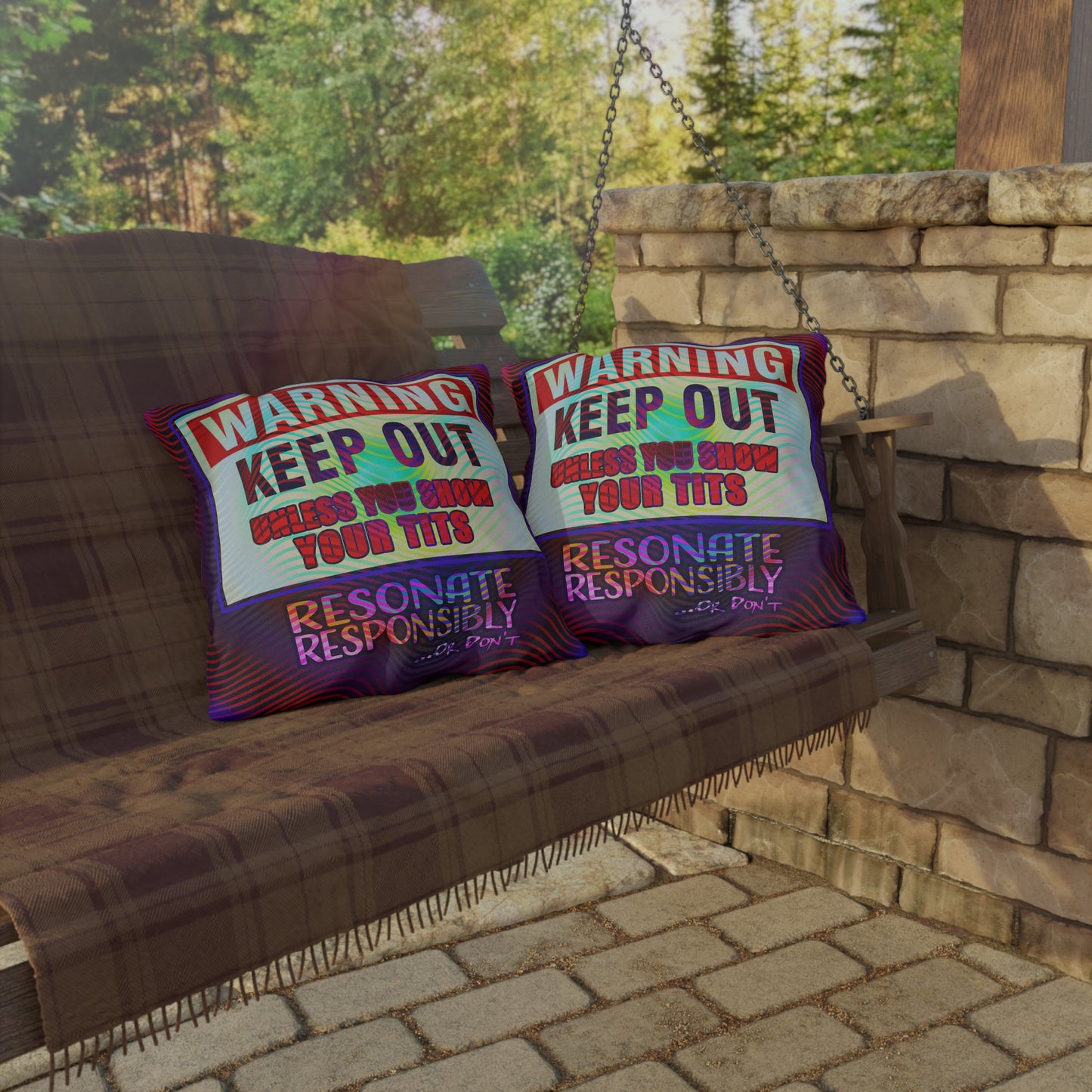 WARNING KEEP OUT: Outdoor Pillow