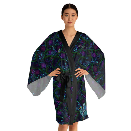 Swamp Bass Kimono Robe - Psychedelic Forest Pattern