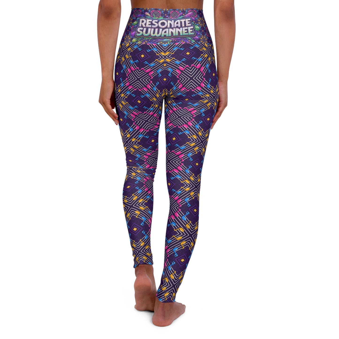 Vibrant Music Print - High-Waist Yoga Leggings