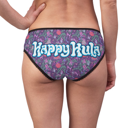 Happy Hula Women's Briefs — Purple Tropical Floral All-Over Print