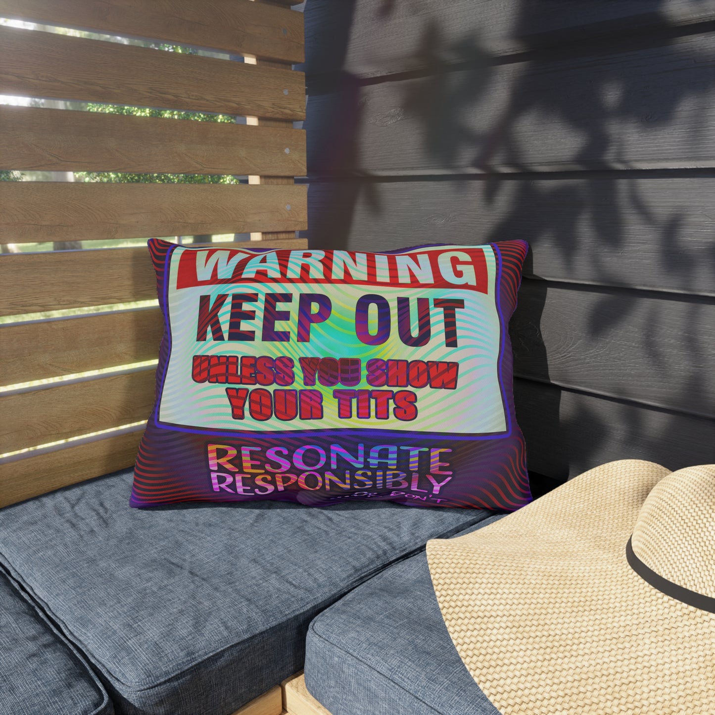 WARNING KEEP OUT: Outdoor Pillow