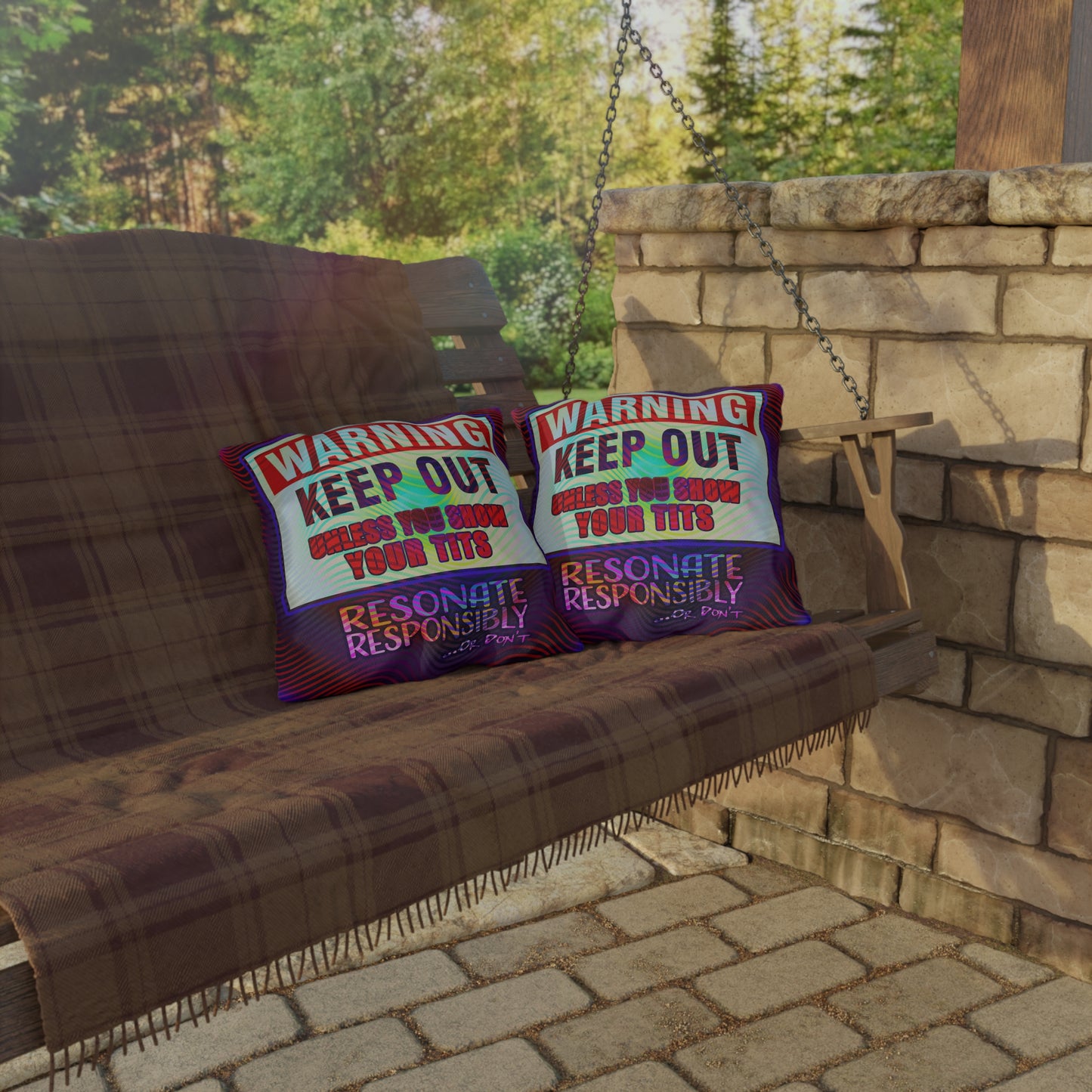 WARNING KEEP OUT: Outdoor Pillow