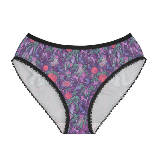 Happy Hula Women's Briefs — Purple Tropical Floral All-Over Print