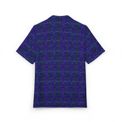 Purple Wave Hawaiian Shirt with Pink Pocket - Retro Tropical Button-Down