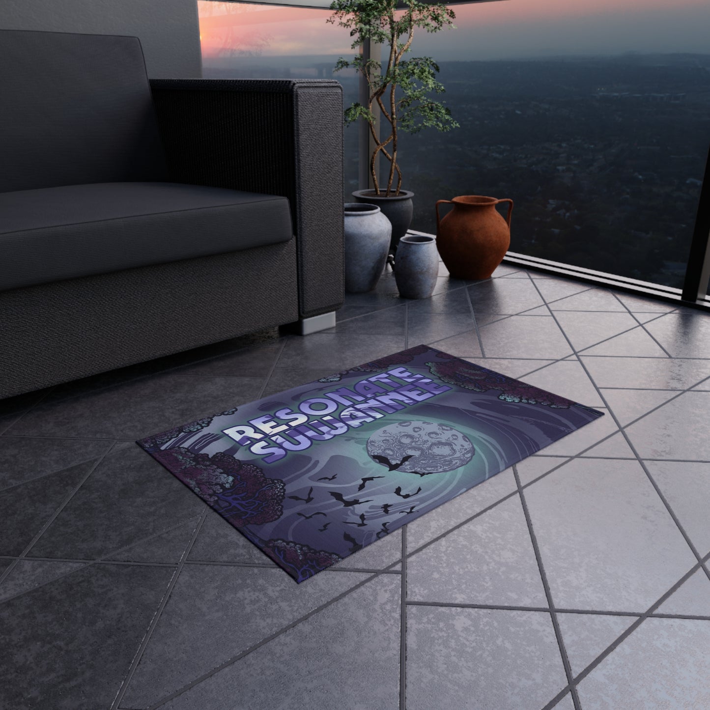 Outdoor Rug/Festival Mat — Moonlit Forest