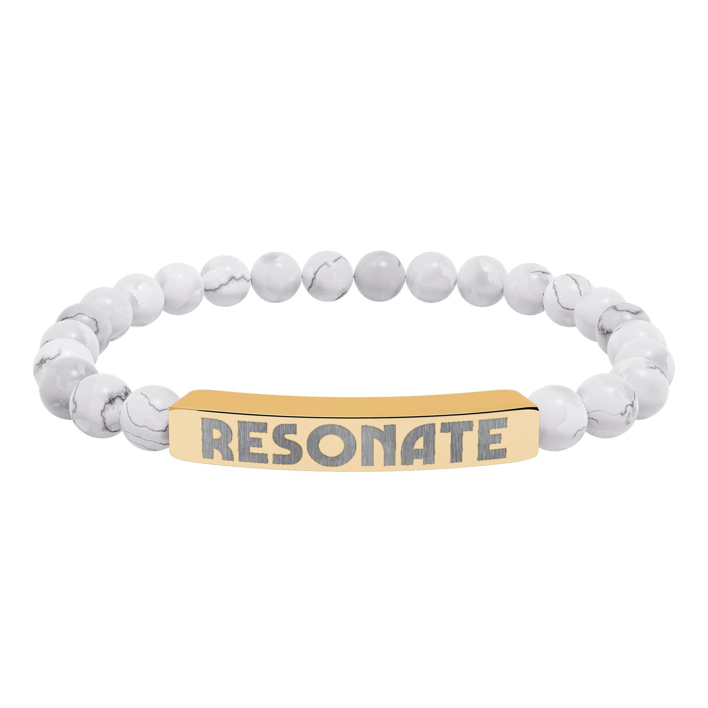 Engraved Natural Stone Stretch Bar Bracelet