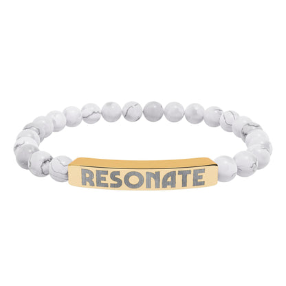 Engraved Natural Stone Stretch Bar Bracelet