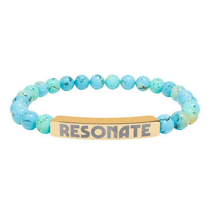 Engraved Natural Stone Stretch Bar Bracelet