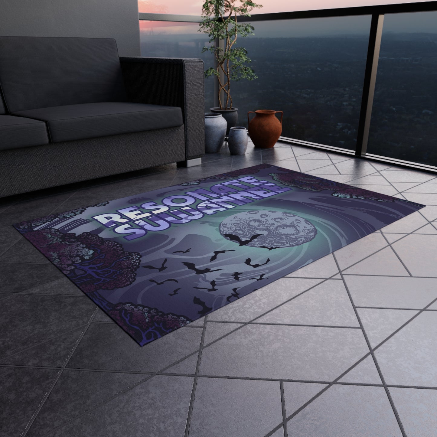 Outdoor Rug/Festival Mat — Moonlit Forest
