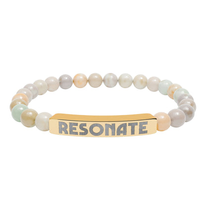 Engraved Natural Stone Stretch Bar Bracelet