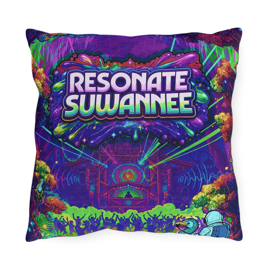 Vibrant Swamplife Outdoor Pillow — Psychedelic Festival Throw Pillow
