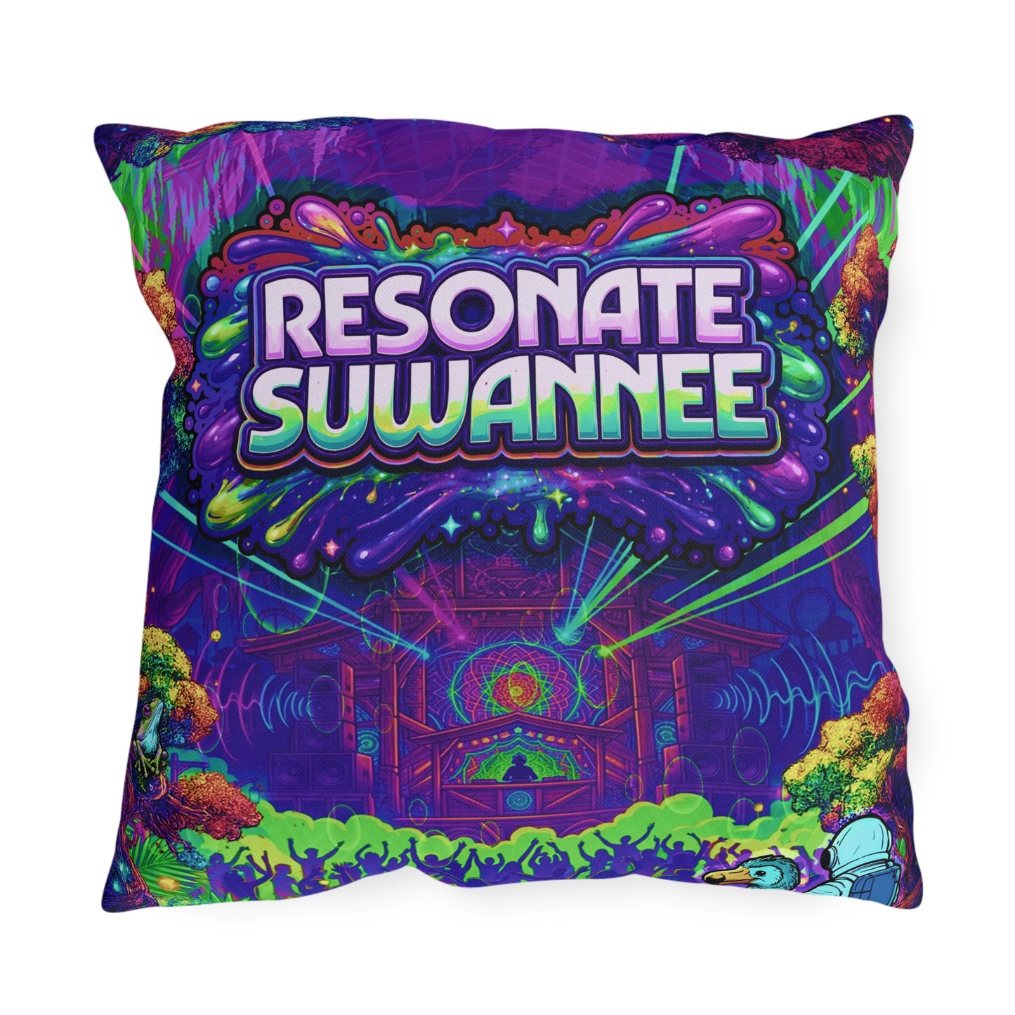 Vibrant Swamplife Outdoor Pillow — Psychedelic Festival Throw Pillow