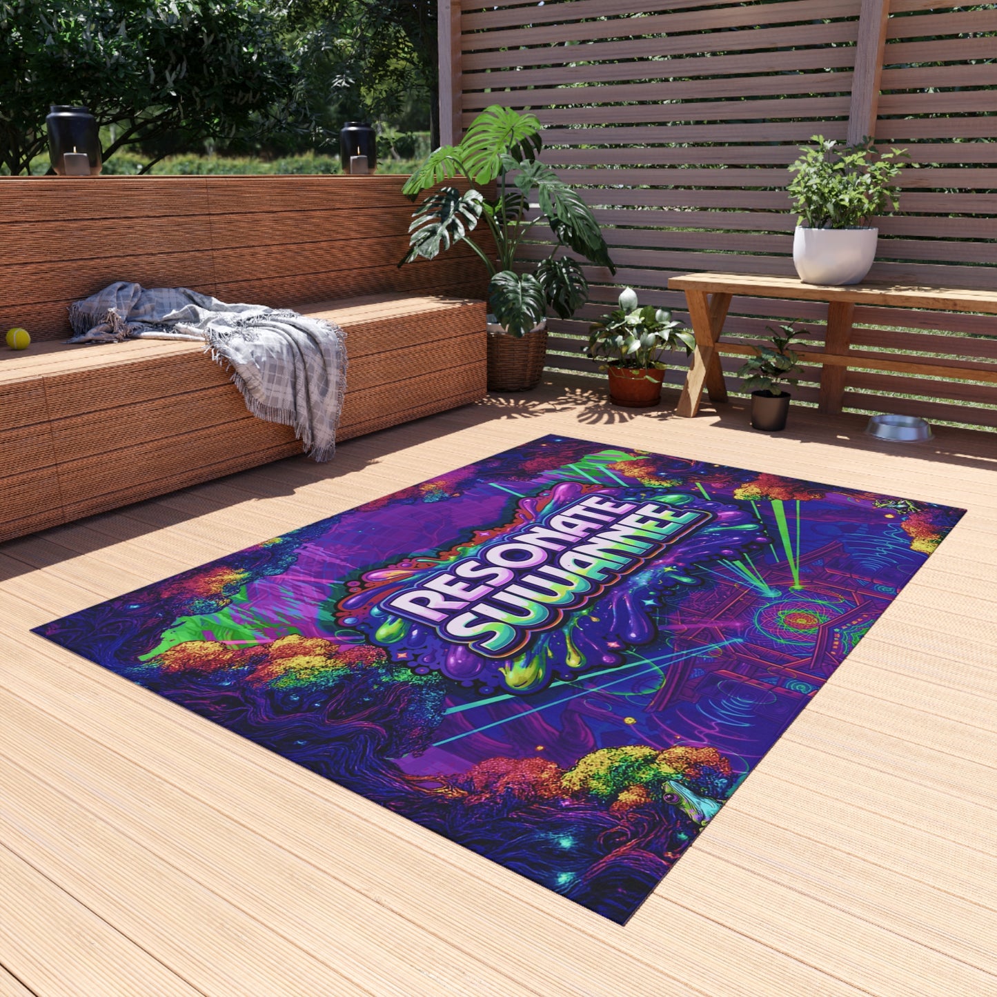 Vibrant Festival Outdoor Rug - Psychedelic Camping Mat