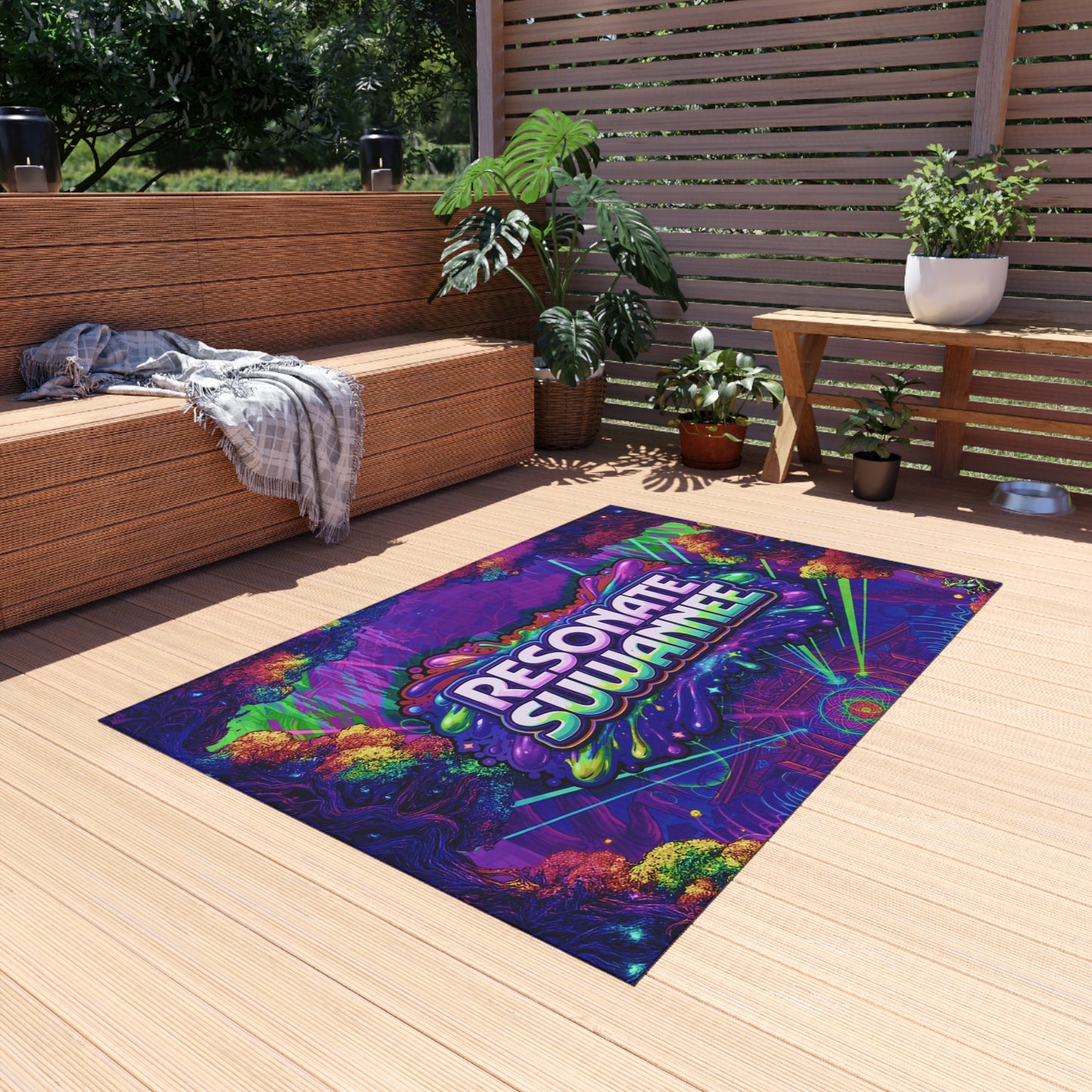 Vibrant Festival Outdoor Rug - Psychedelic Camping Mat