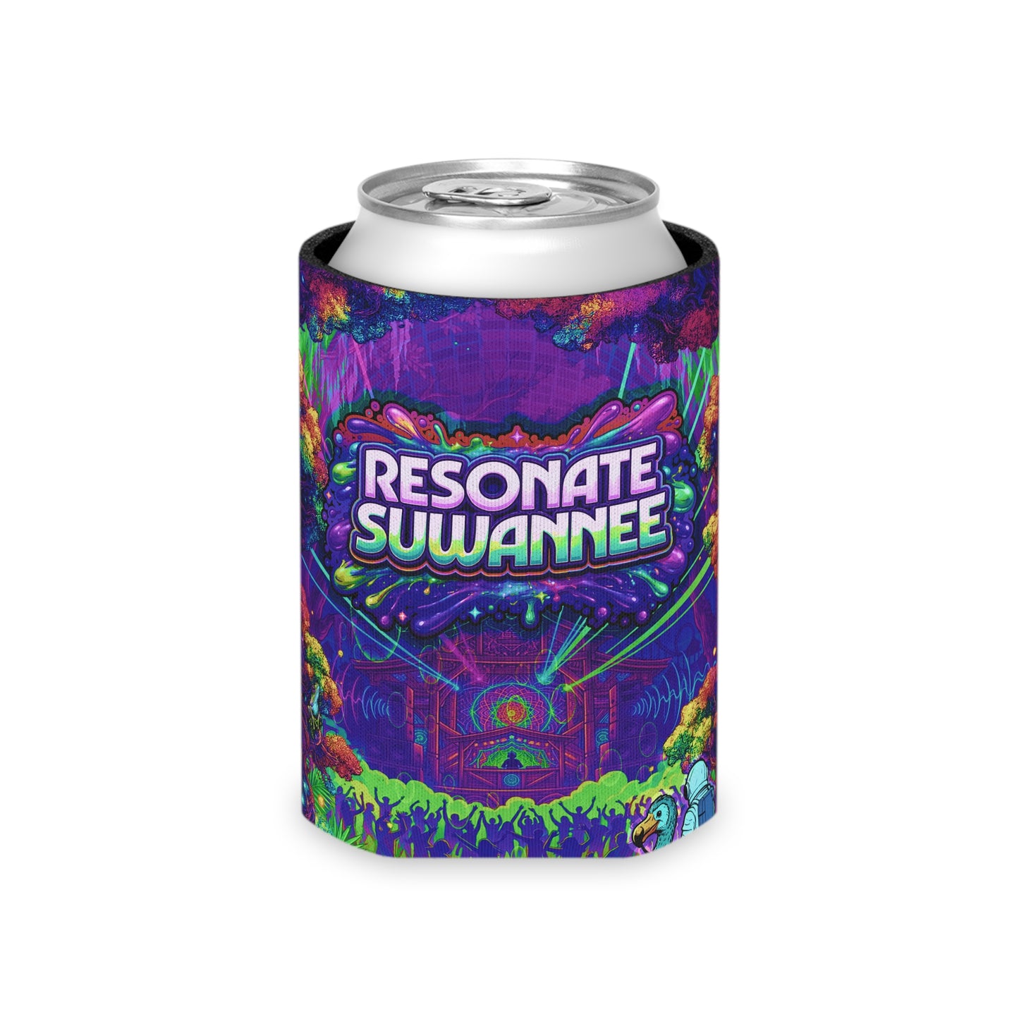 Vibrant Neon Festival Drink Koozie