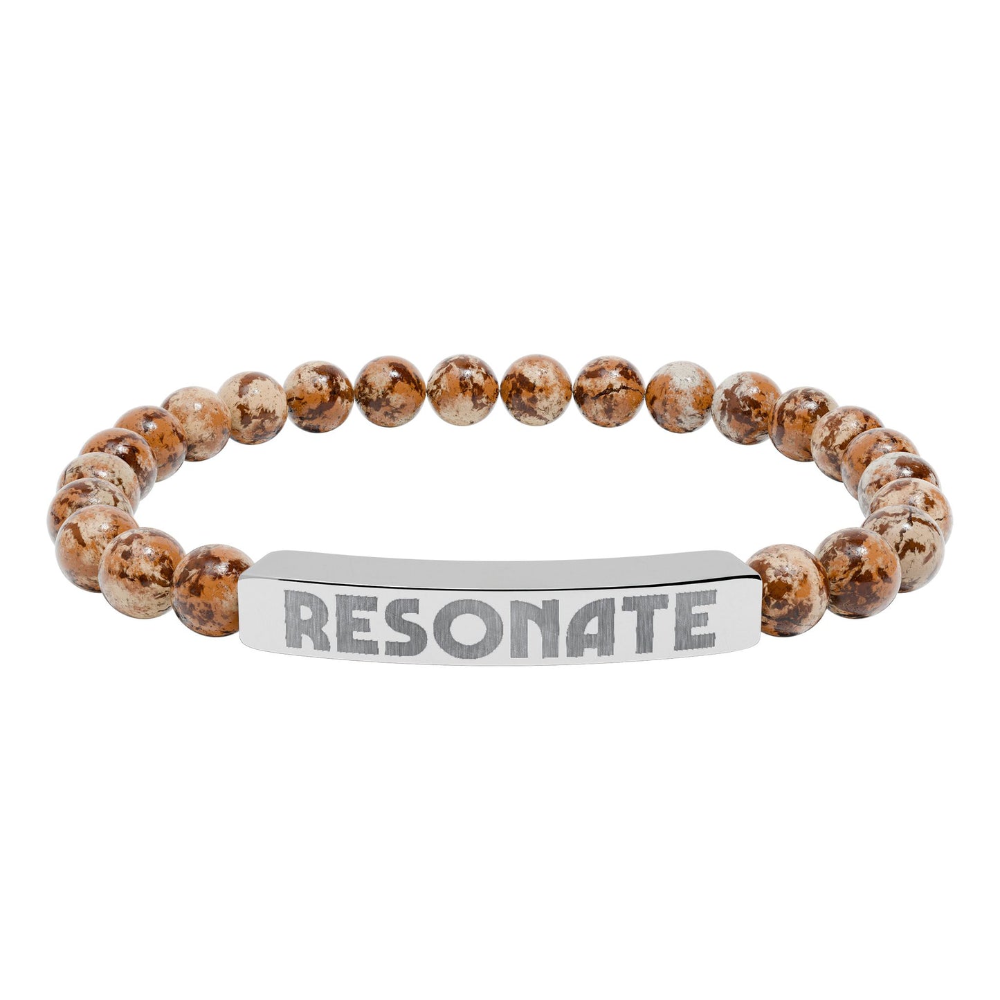 Engraved Natural Stone Stretch Bar Bracelet