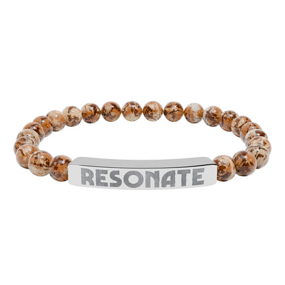 Engraved Natural Stone Stretch Bar Bracelet