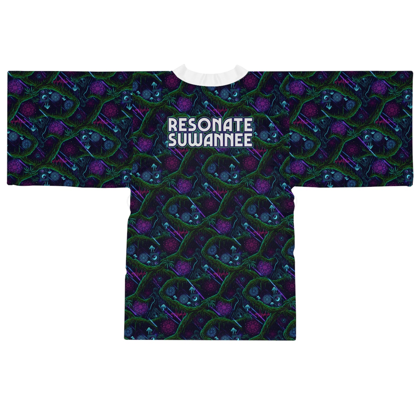 Swamp Bass Kimono Robe - Psychedelic Forest Pattern