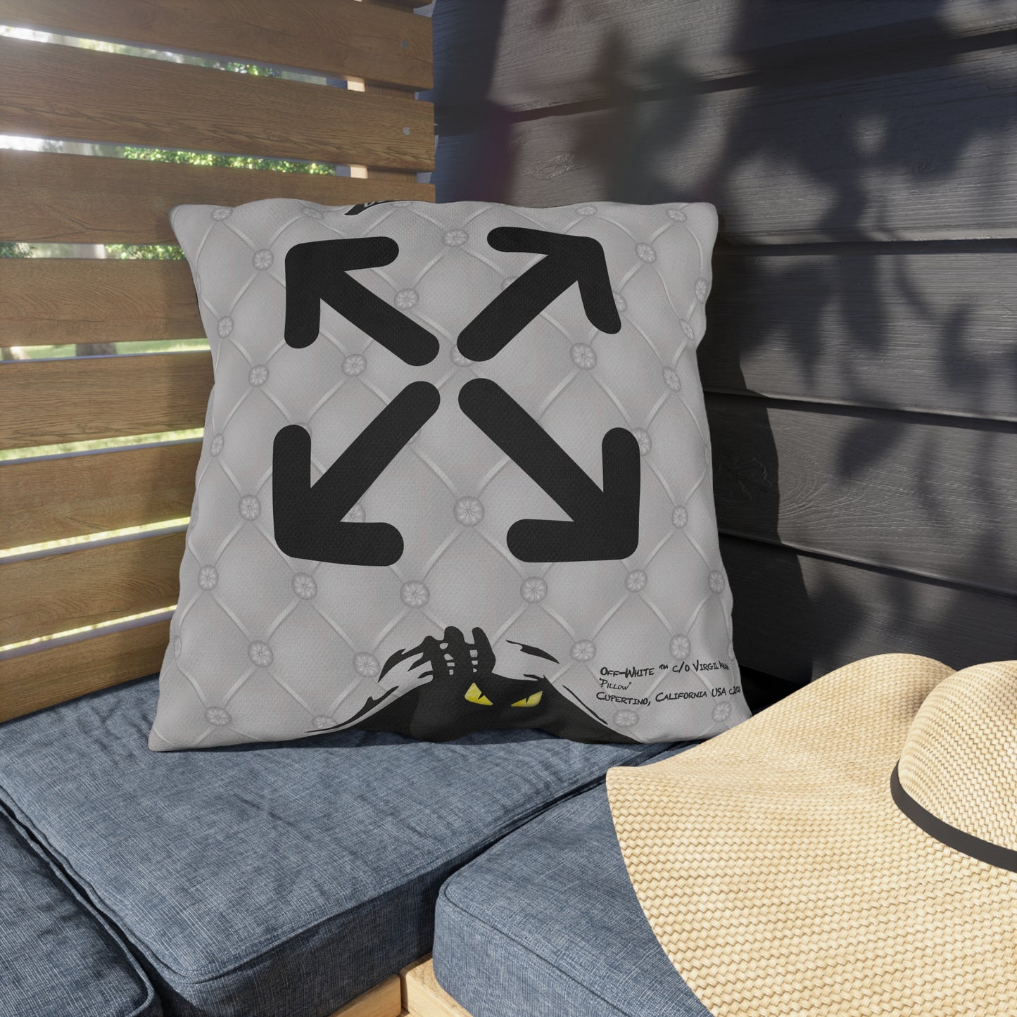OFF-WHITE - 'Time to Get Naked' Graphic Outdoor Throw Pillow