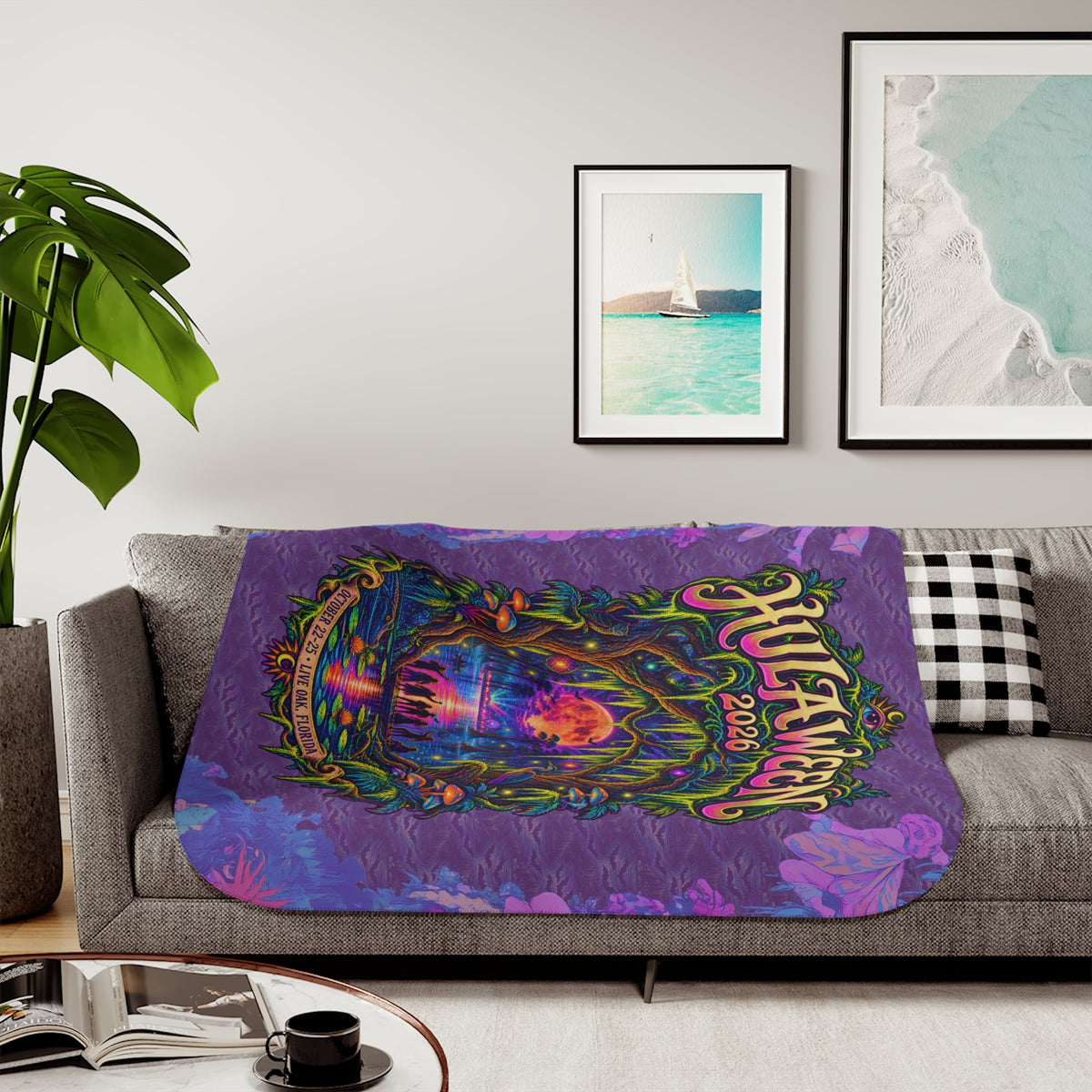 Hulaween 2026 Psychedelic Portal To the Pines - Sherpa Blanket