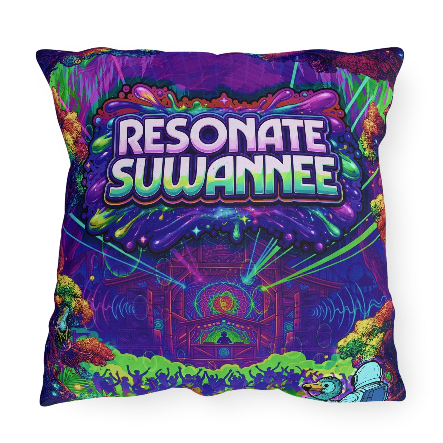 Vibrant Swamplife Outdoor Pillow — Psychedelic Festival Throw Pillow