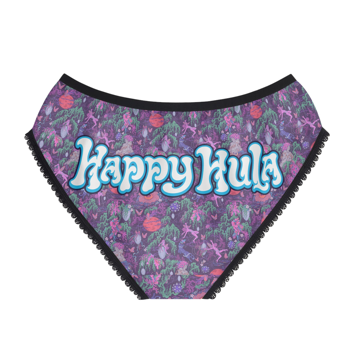 Happy Hula Women's Briefs — Purple Tropical Floral All-Over Print