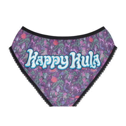 Happy Hula Women's Briefs — Purple Tropical Floral All-Over Print