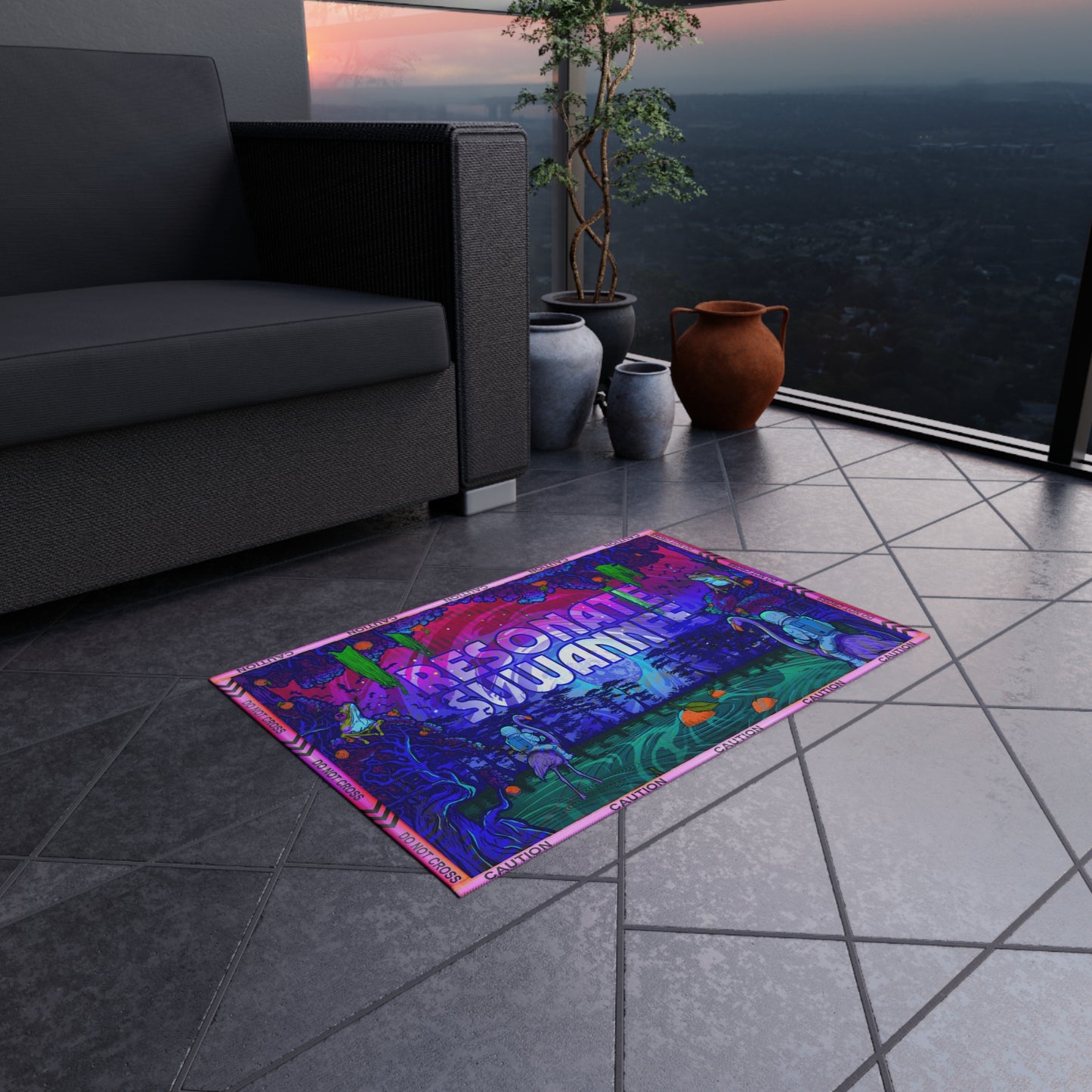 Outdoor Rug/Festival Mat — "KEEP OUT"