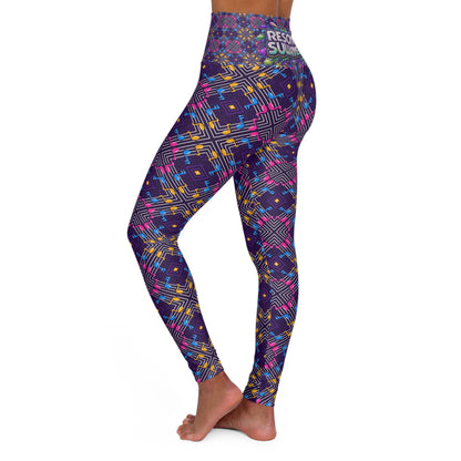 Vibrant Music Print - High-Waist Yoga Leggings