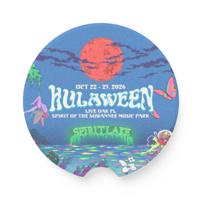 Soapstone Car Coaster — Hulaween Festival Retro Moon Design