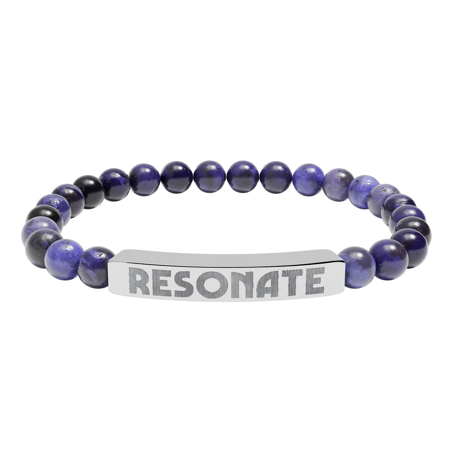 Engraved Natural Stone Stretch Bar Bracelet