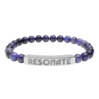Engraved Natural Stone Stretch Bar Bracelet