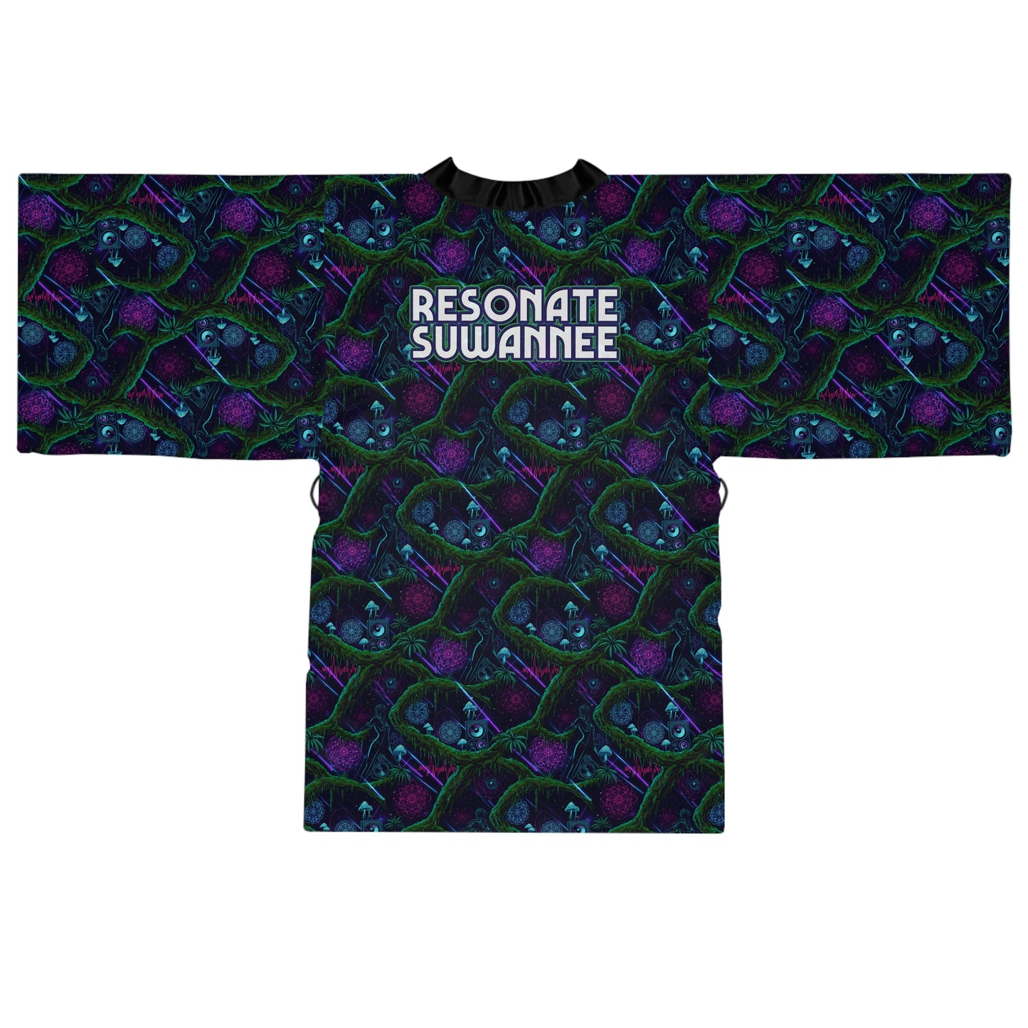 Swamp Bass Kimono Robe - Psychedelic Forest Pattern