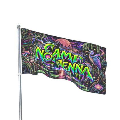 Camp Not Jenna Double-Sided Flag — Neon Psychedelic Camping Banner