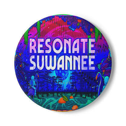 Vibrant Psychedelic Festival Ceramic Coaster