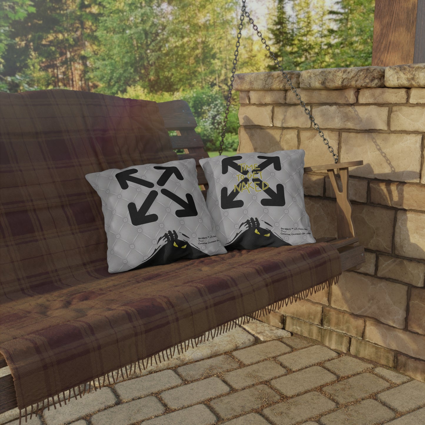 OFF-WHITE - 'Time to Get Naked' Graphic Outdoor Throw Pillow