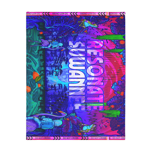 Vibrant Psychedelic Festival Blanket — Velveteen Microfiber