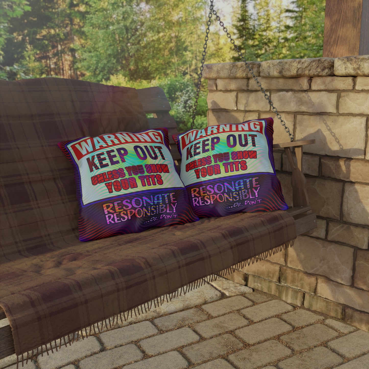 WARNING KEEP OUT: Outdoor Pillow