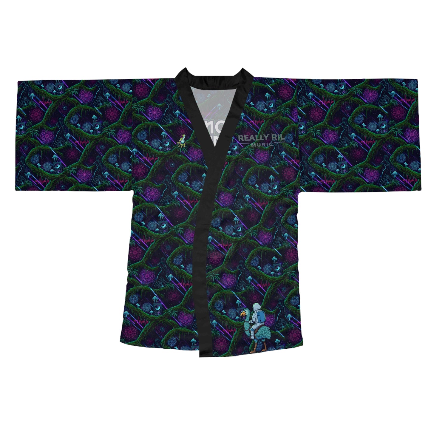 Swamp Bass Kimono Robe - Psychedelic Forest Pattern