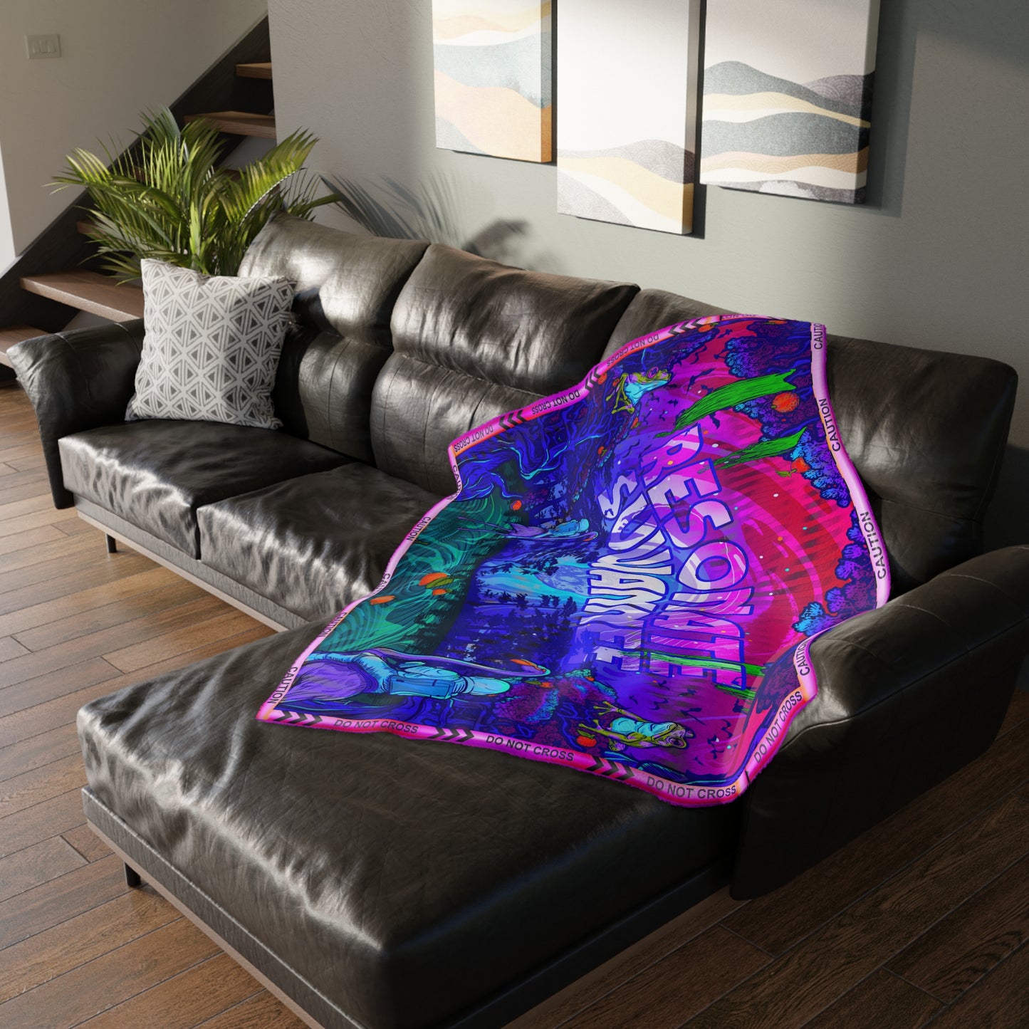Vibrant Psychedelic Festival Blanket — Velveteen Microfiber