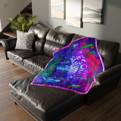 Vibrant Psychedelic Festival Blanket — Velveteen Microfiber