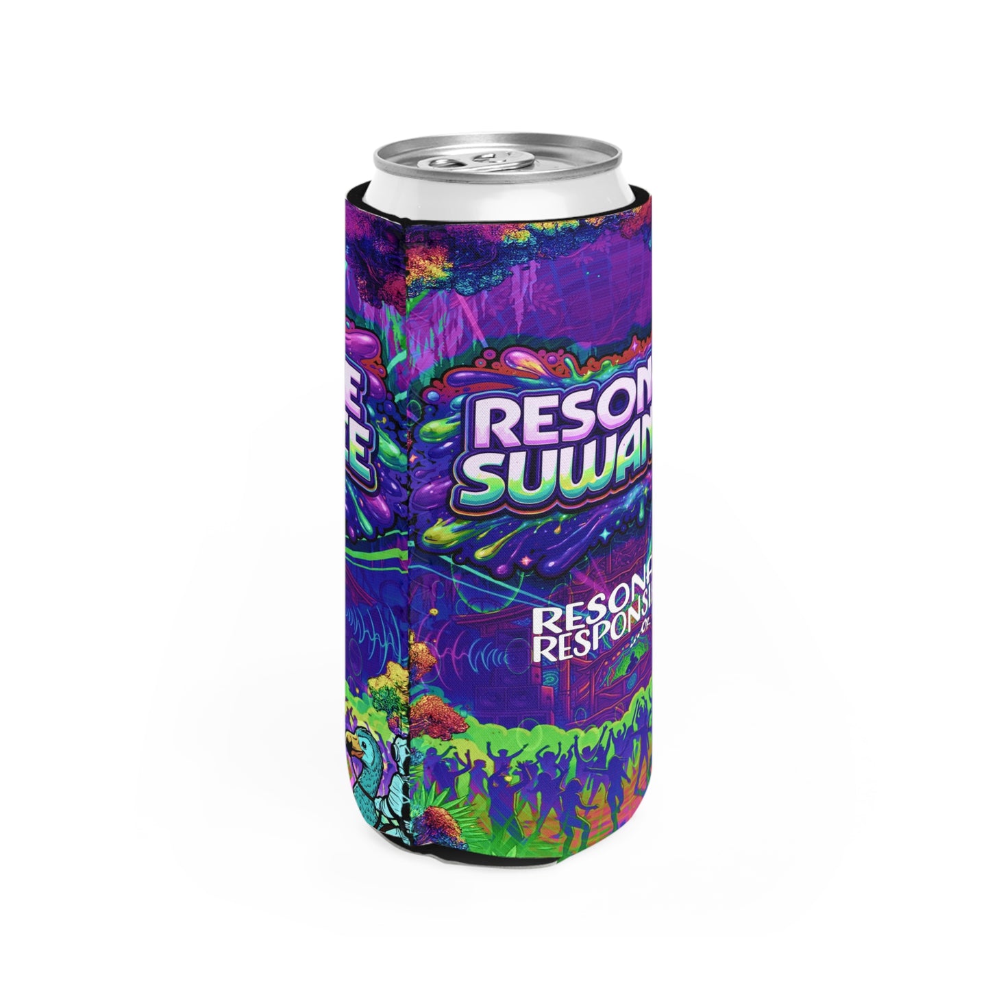 Vibrant Swamplife Slim Can Koozie - Resonate Responsibly