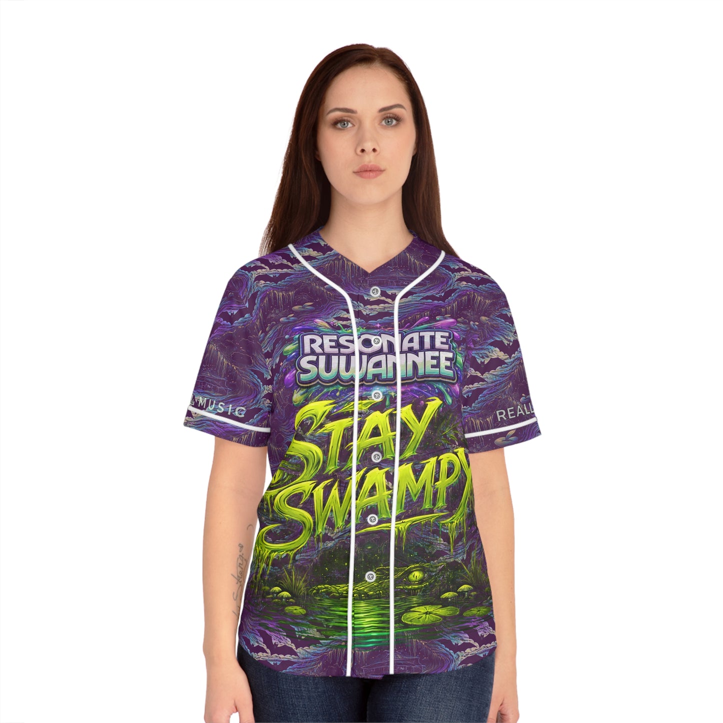 SwampLife Stay Swampy - Women’s Purple Swamp Baseball Jersey