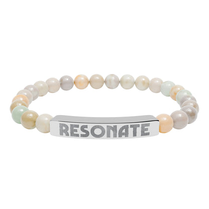 Engraved Natural Stone Stretch Bar Bracelet