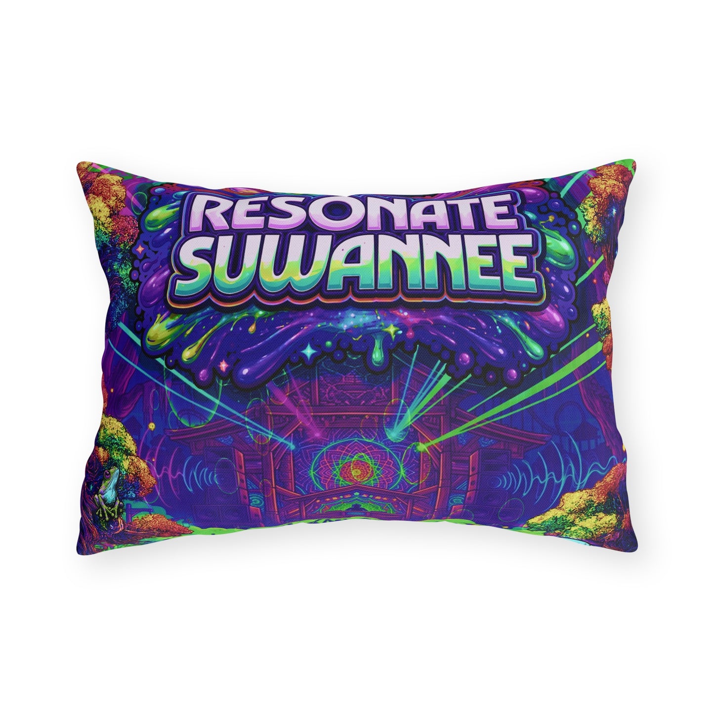 Vibrant Swamplife Outdoor Pillow — Psychedelic Festival Throw Pillow